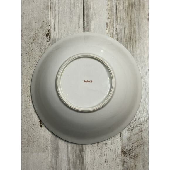 VTG Floral Green Lusterware Scalloped Rim Round Serving Dish 7" Diameter Rose - Picture 2 of 6